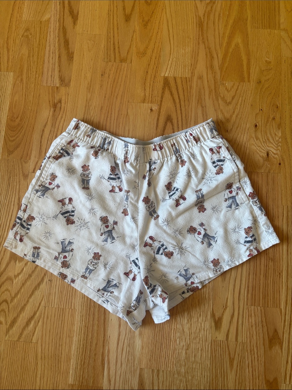 Hollister Flannel White Printed PJ Shorts with Pockets